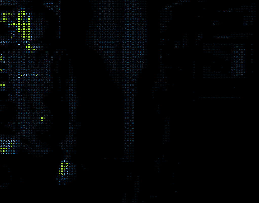 Pilgrim's blue and green glyph artwork